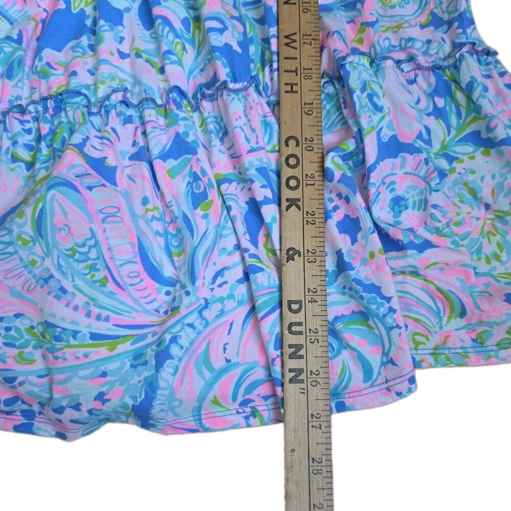 Lilly Pulitzer Paisley Tiered Ruffle Sundress Cotton Knit Scoop Neck, Size L - Picture 5 of 8